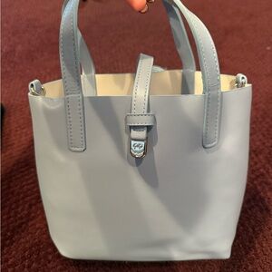 GiGi New York Elegant Light Blue Leather Tote Bag- with cross body option